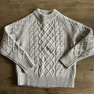 Frank and Oak Wool Taupe/Beige Cable Knit Sweater